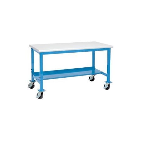 Global Equipment Mobile Production Workbench w/ Laminate Safety Edge Top, 72"W x 36"D, Blue 253988BL